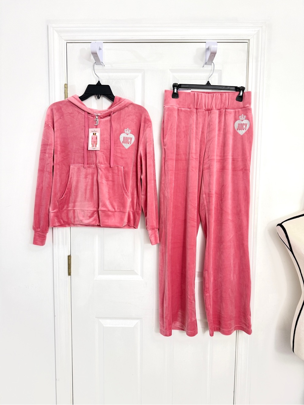 Juicy Couture Pink lemonade Heart Bling Tracksuit jacket and pants size S NWT